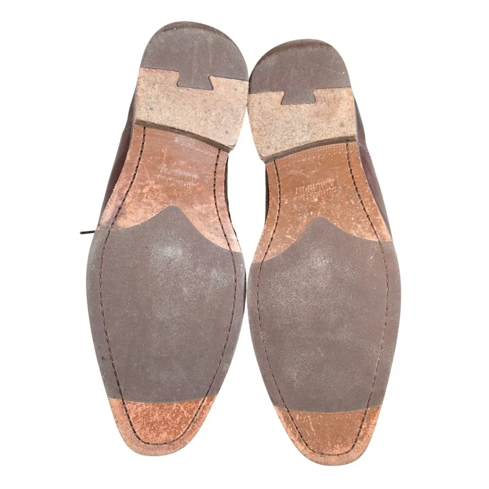 Johnston‎ & Murphy Mens Brown Leather Cap Toe Oxford Dress Shoes Size 10.5M